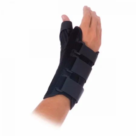 Patterson Medical Supply - Rolyan - 92722401 - Wrist Brace With Thumb Spica Rolyan Aluminum / Spandex / Nylon Right Hand Black Small