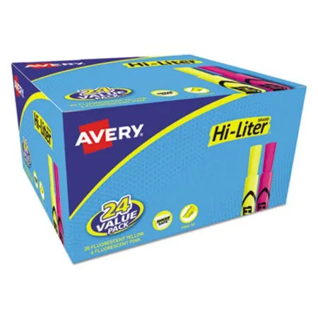 Avery - Ave-98189 - Hi-Liter Desk-Style Highlighter Value Pack, Assorted Ink Colors, Chisel Tip, Assorted Barrel Colors, 24/Pack