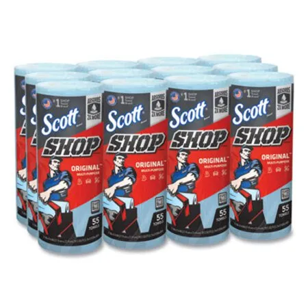 Scott - Kcc-75147 - Shop Towels, Standard Roll, 1-Ply, 9.4 X 11, Blue, 55/Roll, 12 Rolls/Carton